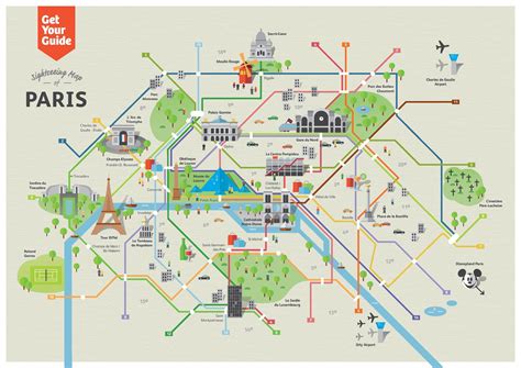 Sightseeing Map Of Paris Attractions In 2020 Paris Map Paris Tourist