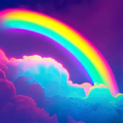 Premium Ai Image Neon Rainbow In The Clouds