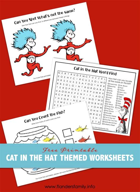 Cat In The Hat Themed Printables Free Preschool Printables Free Cats