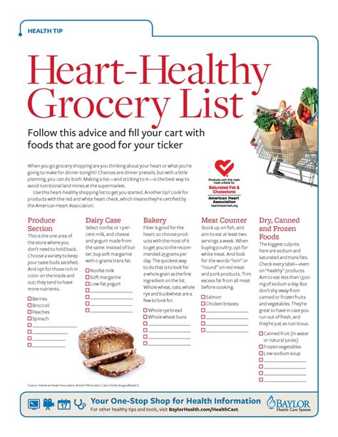 [printable] heart healthy grocery list follow this advice and fill your cart with foods that
