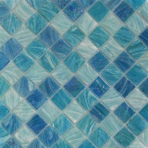 Aquatic Sky Blue 1x1 Squares Glass Polished Mosaic Tile Backsplash And
