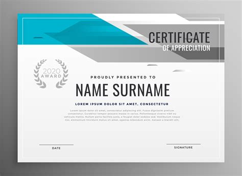 Modern Geometric Certificate Of Appreciation Template Download Free