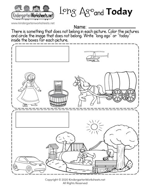 Free Printable Long Ago And Today Worksheet