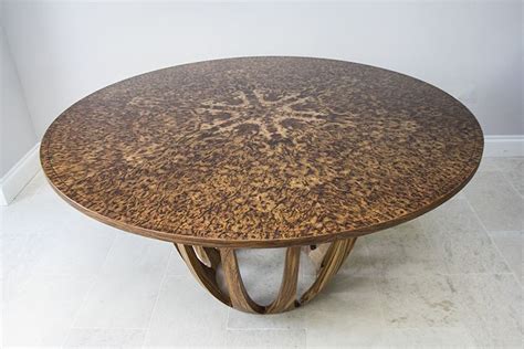 Designs of distinction shoin round table pedestal kit image . Brown oak expanding dining table partially open | Circular ...