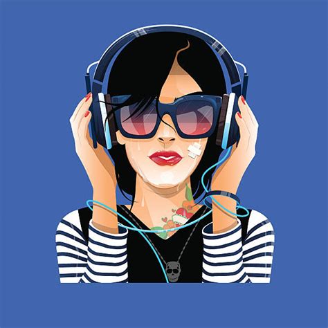 Girl With Headphones Illustrations Royalty Free Vector Graphics And Clip