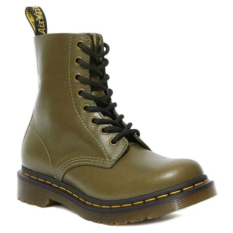 Dr Martens 1460 Pascal Womens Wanama Leather 8 Eyelet Boots In Olive