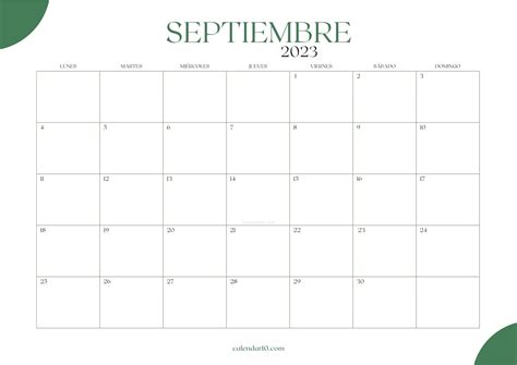 Calendario Septiembre 2023 ️ Para Imprimir