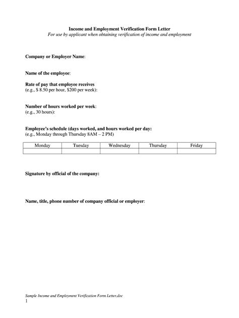 Income Verification Form Fill And Sign Printable Template Online Us