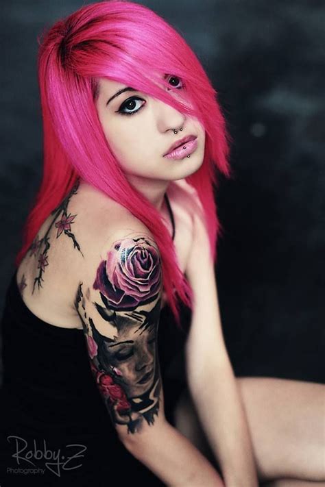Pink Hair Its Brave And Bold And Sexyy Girl Tattoos Girl Poses Pink Hair
