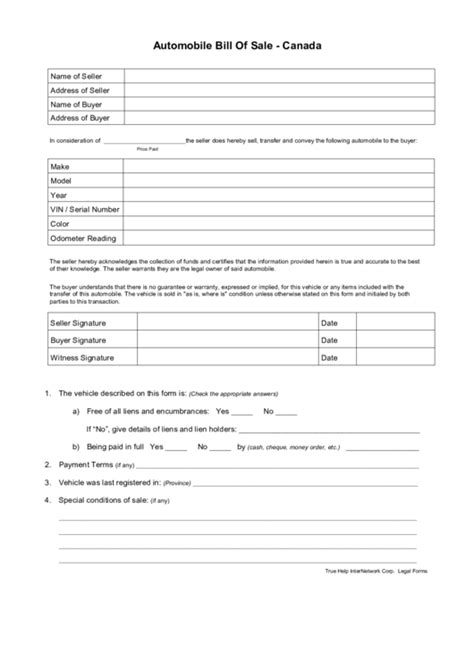 Free Blank Bill Of Sale Form Pdf Template Form Download Printable