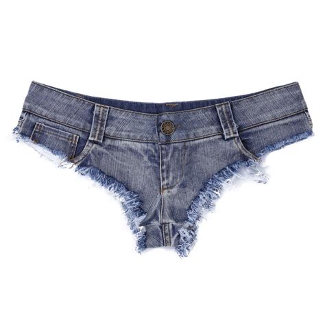 Sexy Womens Micro Denim Jean Shorts Ultra Low Rise Club Short Mini