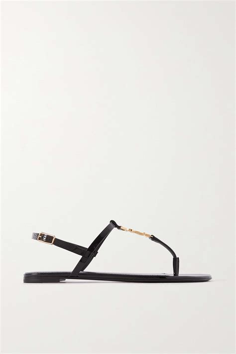 saint laurent cassandra logo embellished patent leather slingback sandals net a porter