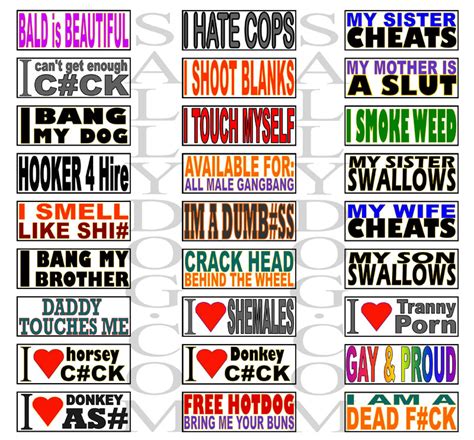 8 Magnetic Rude Bumper Stickers Prank Funny Offensive Ebay
