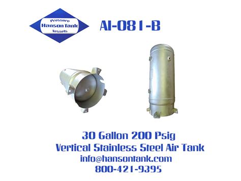 Ai081b 30 Gallon Stainless Steel Air Tank Hanson Tank Asme Code