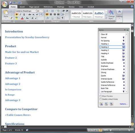 Creating Powerpoint Outlines In Microsoft Word 2007 For Windows