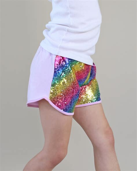 Pastel Rainbow Sequined Shorts Rainbow Sequin Shorts Etsy Uk