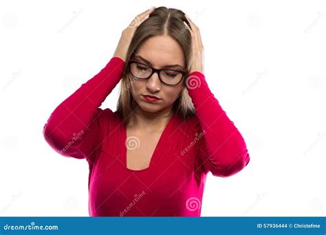 Image Of Woman Holding Her Head Stock Photo Image Of Touching Adult