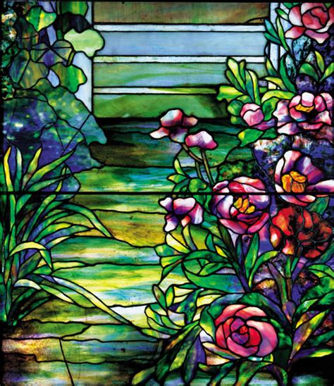 A Peony Leaded Glass Window Tiffany Studios For The Residence Of