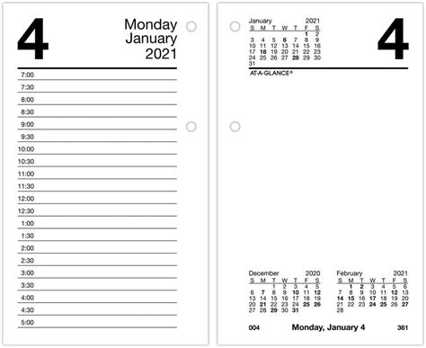 2021 Daily Desk Calendar Refill By At A Glance 3 12 X 6 Loose Leaf