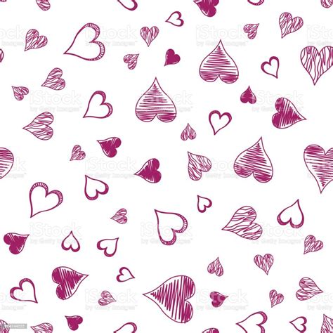 Seamless Pattern With Pink Hearts On White Stock Illustration