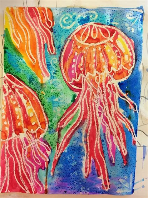 April Showers And Jellyfish Watercolor Resist Smart Class