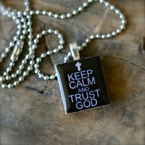 Keep Calm And Trust God Scrabble Necklace