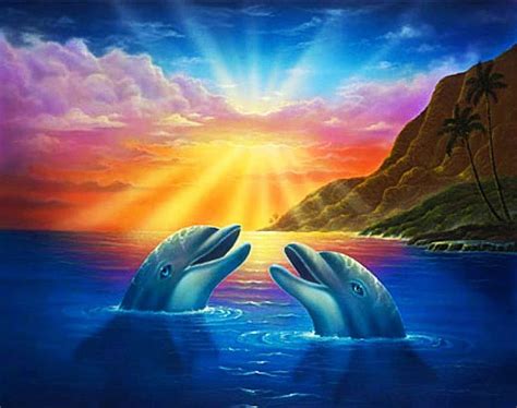 Dolphin Painting Sunset