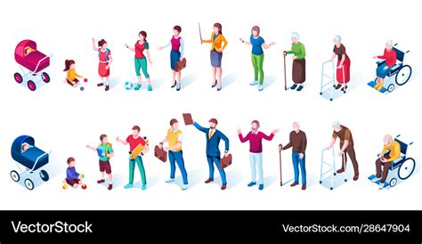 Cartoon People Characters At Aging Stages Age Vector Image