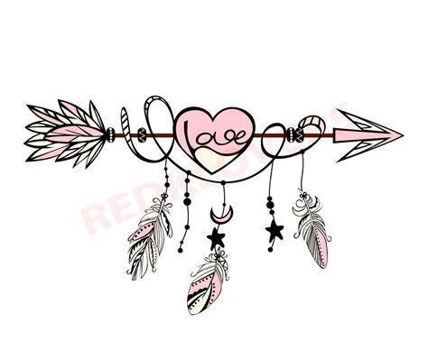 Svg Dxf Silhouette Feather Arrow Dreamcatcher Boho Native Love Etsy Dream Catcher Tattoo
