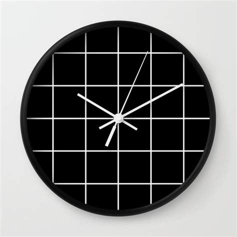 Black And White Grid Wall Clock Clock Wallart Minimalist Minimal