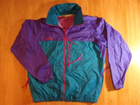 Columbia 90s Windbreaker Aqua Purple Pink Vintage Jacket Etsy