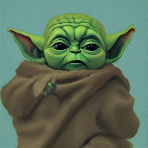 Krea Ai Caveman Painting Of Baby Yoda