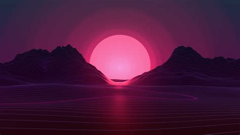 Sun In Retro Wave Mountains Wallpaper Hd Artist 4k Wallpapers Images