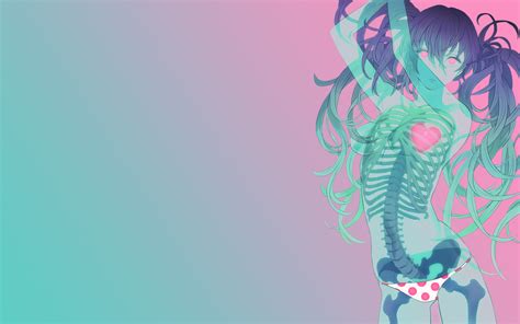 Wallpaper Hatsune Miku Rambut Panjang Sideboob Payudara Celana