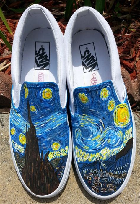 Starry Nite Handpainted On Mens Classic Vans Etsy Painted Shoes
