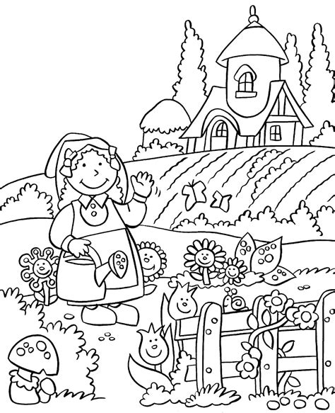 Kids gardening coloring pages are a fun way for kids of all ages to develop creativity, focus, motor skills and color recognition. Flower garden coloring pages to download and print for free