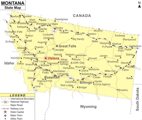 Montana State Map With Cities And Towns Interactive Map