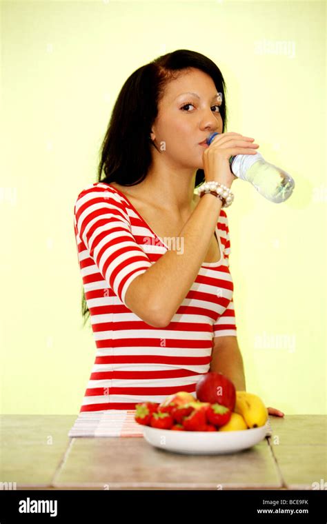 Healthy Young Woman Drinking Water Model Released Stock Photo Alamy