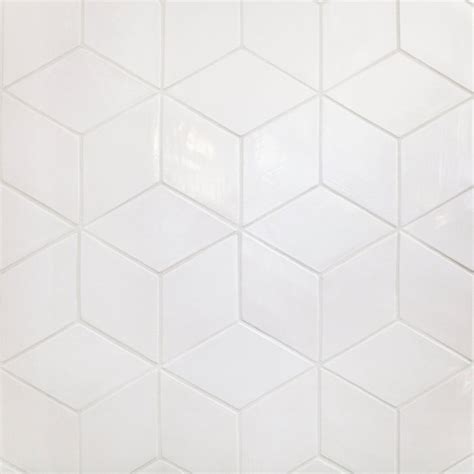 White Medium Diamond Wall Tiles Mercury Mosaics