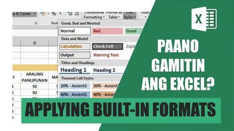 EXCEL TUTORIAL FILIPINO Applying Built In Formats Sa Excel YouTube