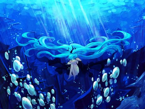 Bubbles Deep Sea Girl Vocaloid Hatsune Miku Lyrah777 Twintails