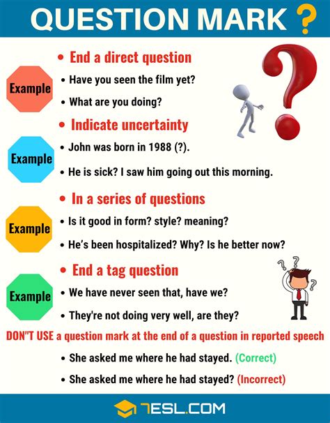 Question Mark How To Use Question Marks With Examples 7 E S L Learn