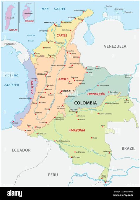 Mapa De Las Regiones Naturales Colombia Imagen Vector De Stock Alamy