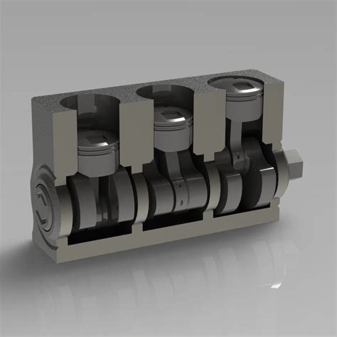 3d Printable Model Three Cylinder Engine Cgtrader