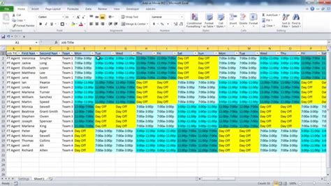Employee Shift Schedule Template Excel ~ Excel Templates