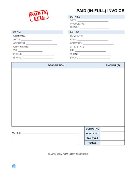 Paid In Full Invoice Template Invoice Maker