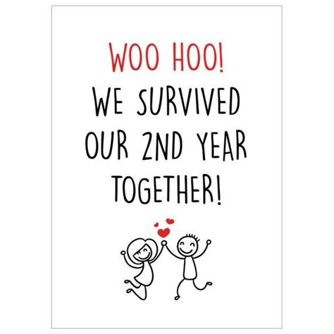 Funny 2nd Anniversary Card For Husband Wife Second Anniversary T