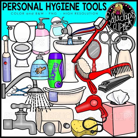 Personal Hygiene Tools Clip Art Set
