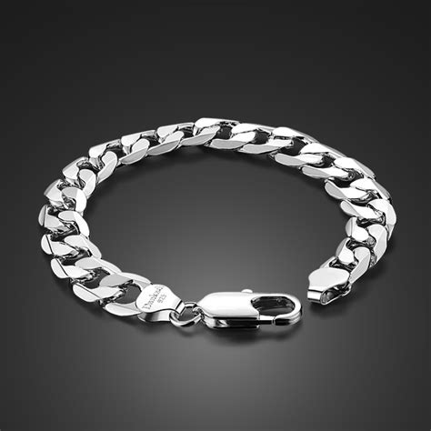 Hot Sale Men 925 Sterling Silver Bracelet Wide 23 Cm Width 12 Mm Long Solid Silver Bracelet