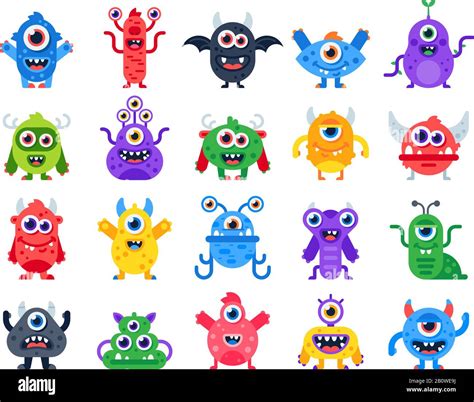 Cartoon Monster Cute Happy Monsters Halloween Mascots And Funny